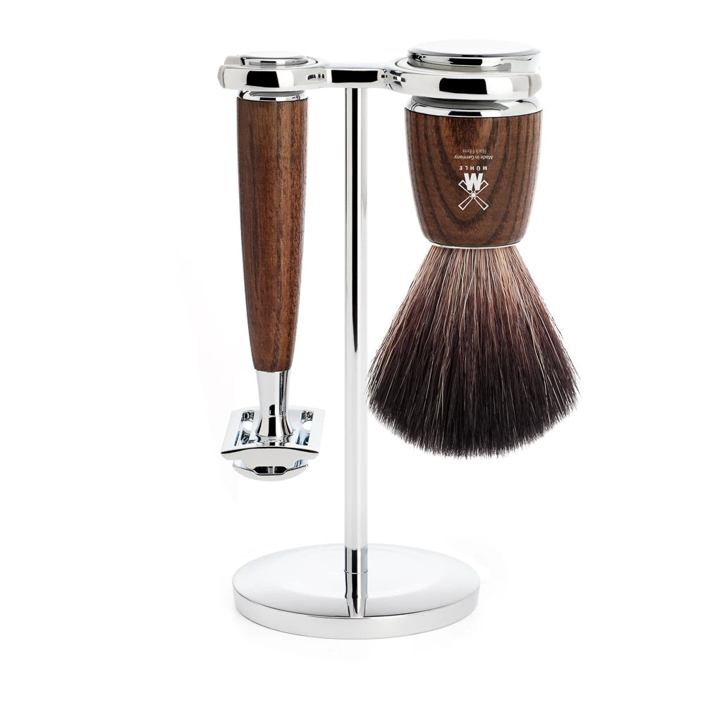 Mühle Shaving Barbersæt Med De-skraber  Fibre Barberkost Og Holder  Rytmo  Ask