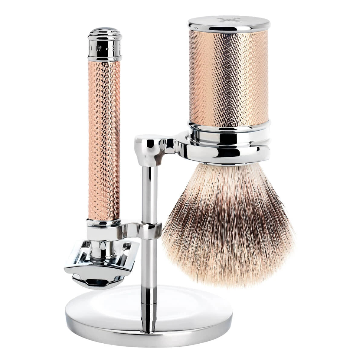 Mühle Shaving Barbersæt Med De-skraber  Fibre Barberkost Og Holder  Traditional  Rosegold