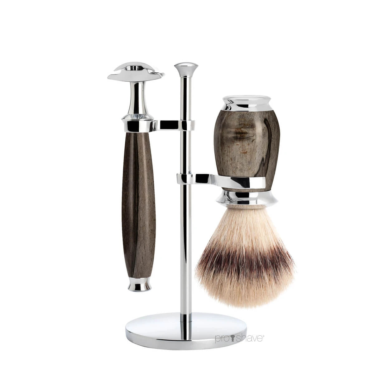 Mühle Shaving Barbersæt Med De-skraber  Silvertip Fibreâ  Barberkost Og Holder  Purist  Grained Beech