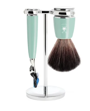 Mühle Shaving Barbersæt Med Fusion Skraber  Barberkost Og Holder  Rytmo  Mintgrøn