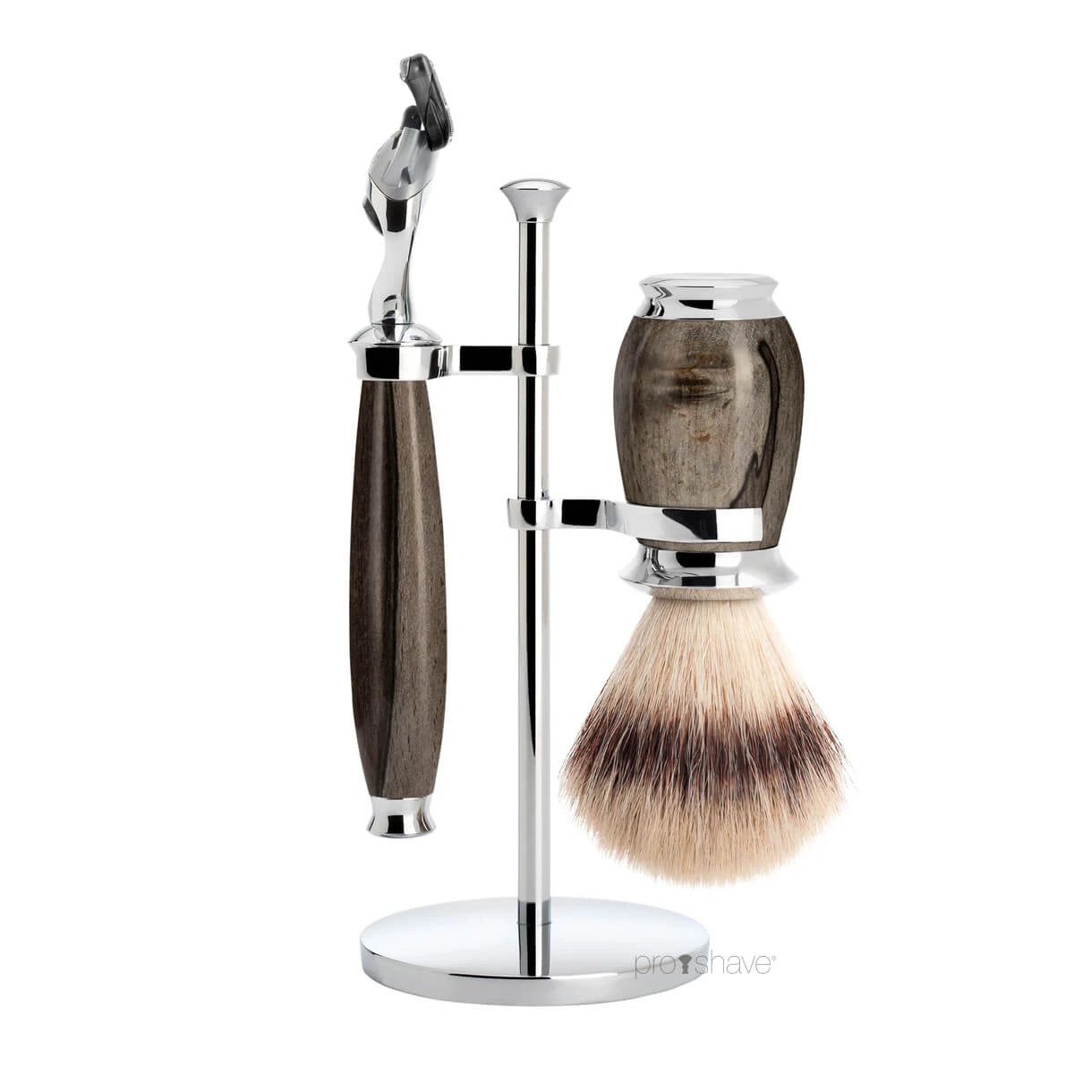 Mühle Shaving Barbersæt Med Fusion Skraber  Silvertip Fibreâ  Barberkost Og Holder  Purist  Grained Beech