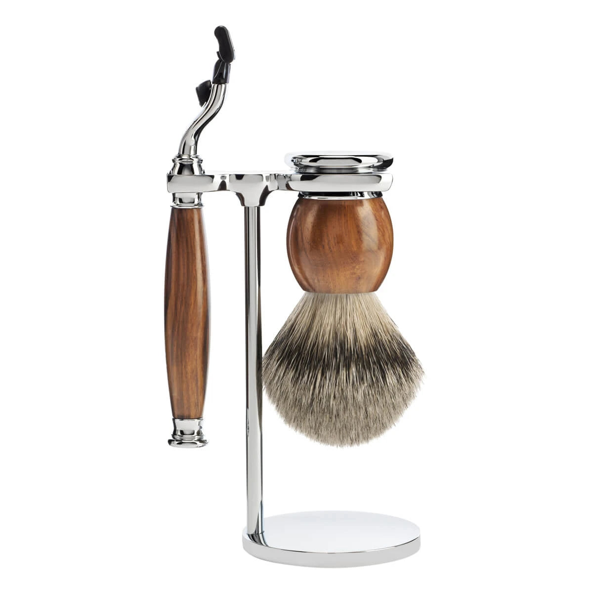 Mühle Shaving Barbersæt Med Mach3 Skraber  Barberkost Og Holder  Sophist  Ironwood