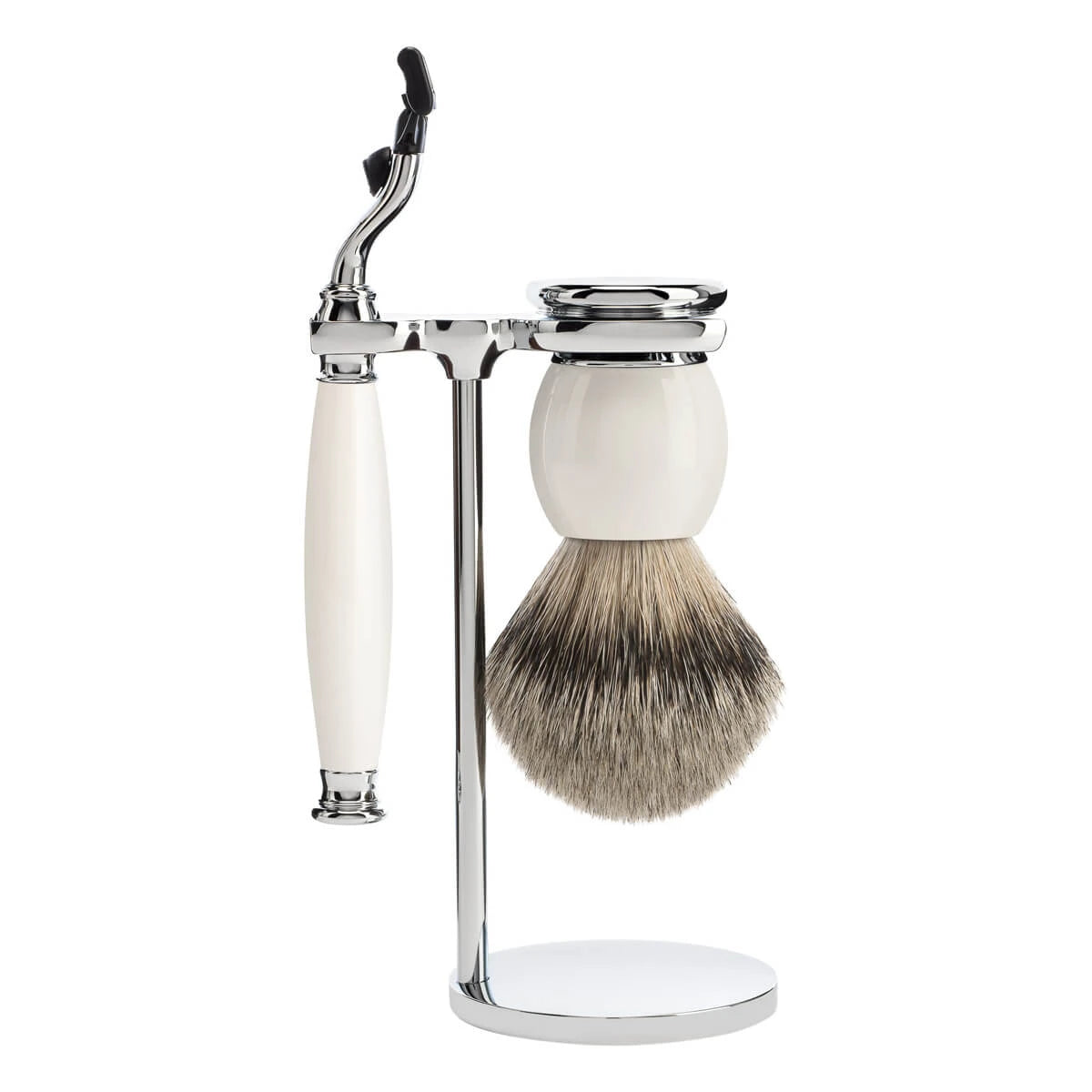 Mühle Shaving Barbersæt Med Mach3 Skraber  Barberkost Og Holder  Sophist  Porcelæn