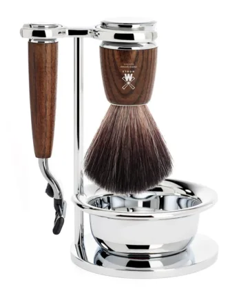 Mühle Shaving Barbersæt Med Mach3 Skraber  Børste  Holder Og Skål  Rytmo  Ask