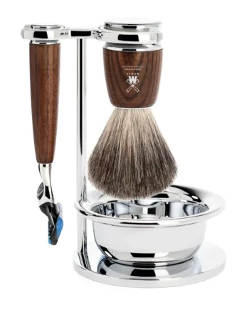 Mühle Shaving Barbersæt Med Skraber  Barberkost  Holder Og Skål  Rytmo  Ask