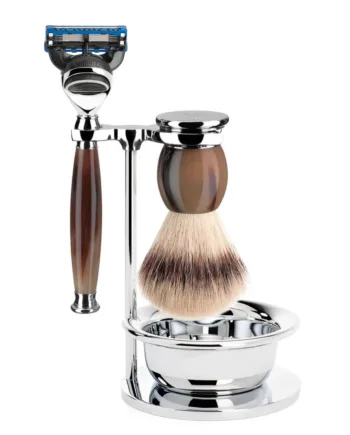 Mühle Shaving Barbersæt Med Skraber  Barberkost  Holder Og Skål  Sophist  Genuine Horn