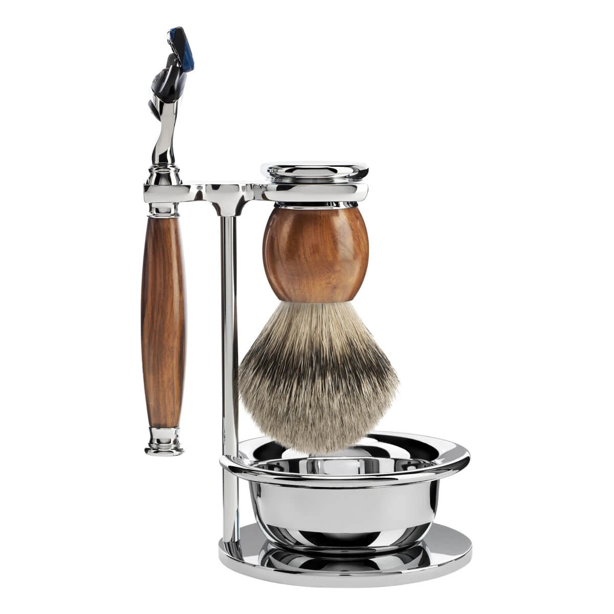 Mühle Shaving Barbersæt Med Skraber  Barberkost  Holder Og Skål  Sophist  Ironwood