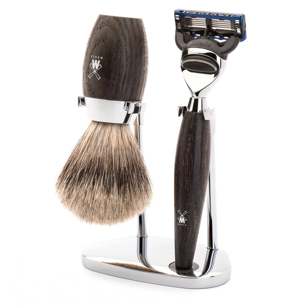 Mühle Shaving Barbersæt Med Skraber Barberkost Og Holder Kosmo Moseeg