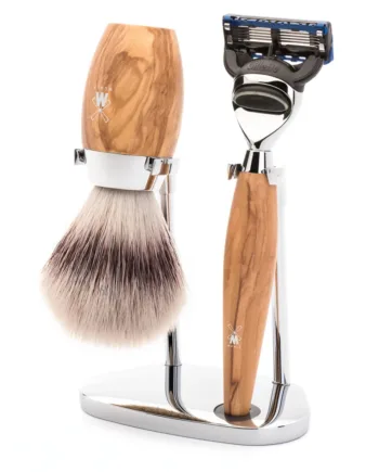 Mühle Shaving Barbersæt Med Skraber  Barberkost Og Holder  Kosmo  Oliventræ