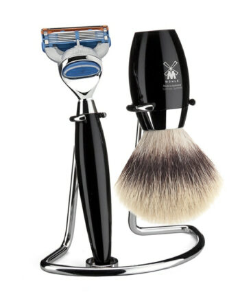 Mühle Shaving Barbersæt Med Skraber  Barberkost Og Holder  Kosmo  Sort Kunstharpiks