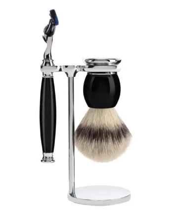 Mühle Shaving Barbersæt Med Skraber  Barberkost Og Holder  Sophist  Sort Kunstharpiks