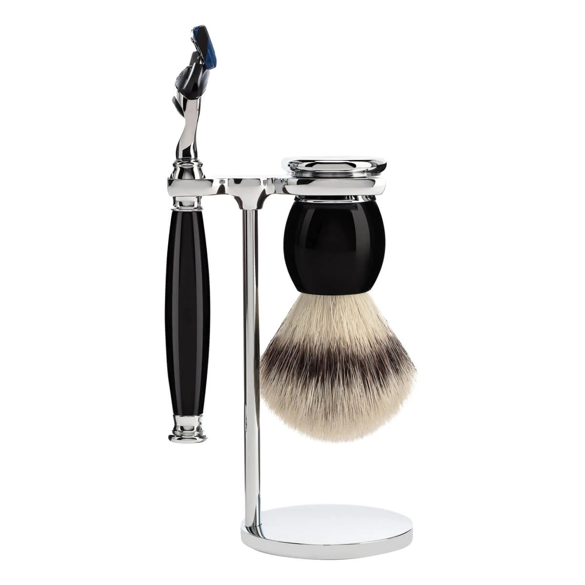 Mühle Shaving Barbersæt Med Skraber Barberkost Og Holder Sophist Sort Kunstharpiks