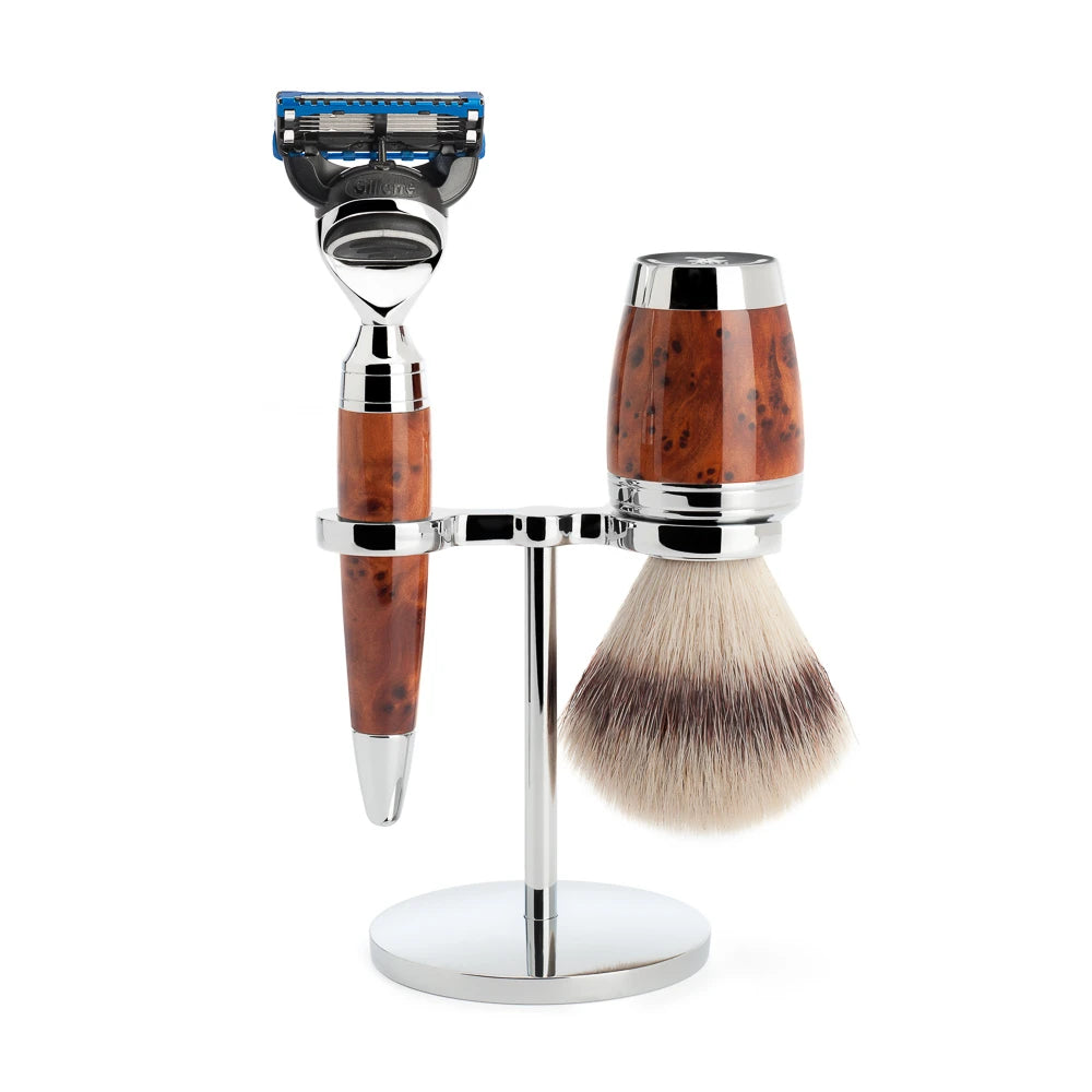 Mühle Shaving Barbersæt Med Skraber Barberkost Og Holder Stylo Thuja Wood