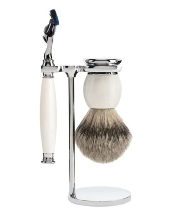 Mühle Shaving Barbersæt Med Skraber  Silvertip Barberkost Og Holder  Sophist  Porcelæn