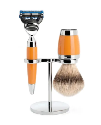 Mühle Shaving Barbersæt Med Skraber  Silvertip Barberkost Og Holder  Stylo  Butterscotch