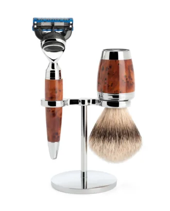 Mühle Shaving Barbersæt Med Skraber  Silvertip Barberkost Og Holder  Stylo  Thuja Wood
