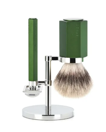 Mühle Shaving Mark Braun Barbersæt Med De-skraber  Barberkost Og Holder  Hexagon  Aluminium Forest