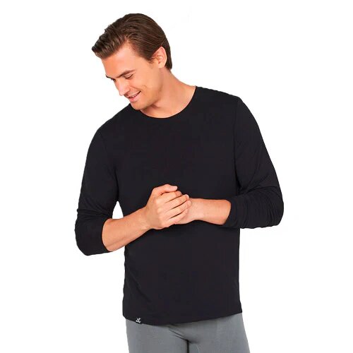 Men   Long Sleeve Crew Neck  -shirt Sort Str      Stk
