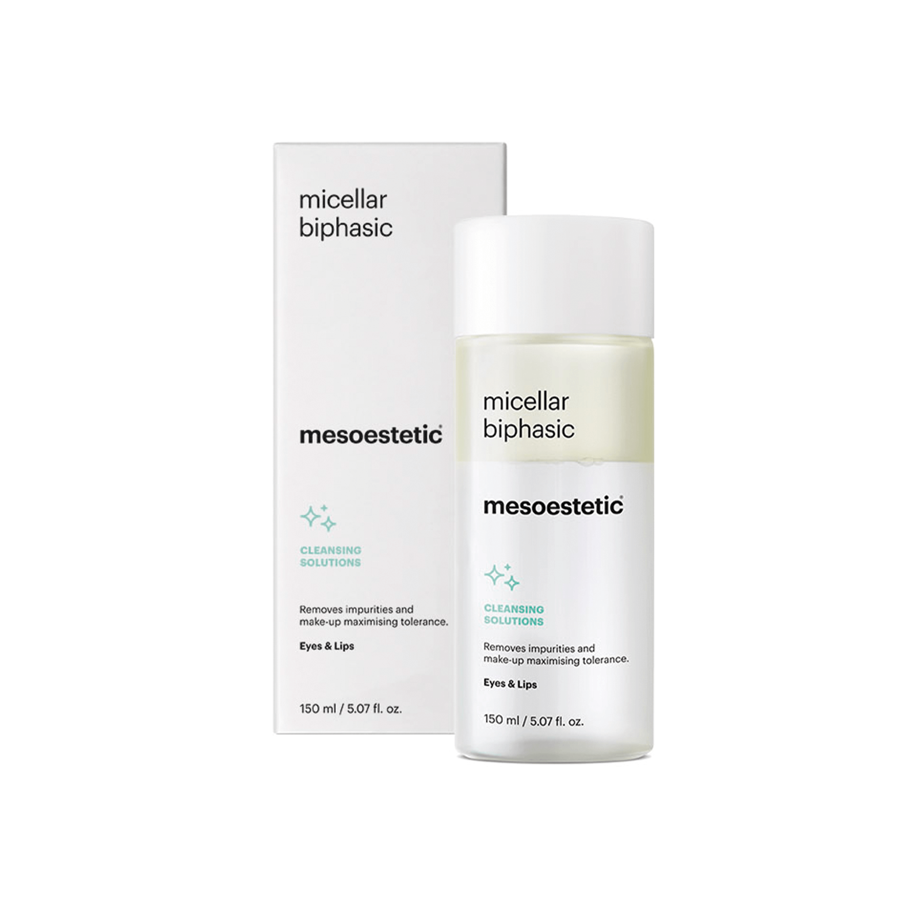 Mesoestetic Micellar Biphasic Bifasisk Makeupfjerner 150 Ml  Ansigtsvask   Ansigtsrens Til Makeup Fjerner Skånsomt Snavs Og Vandfast Makeup