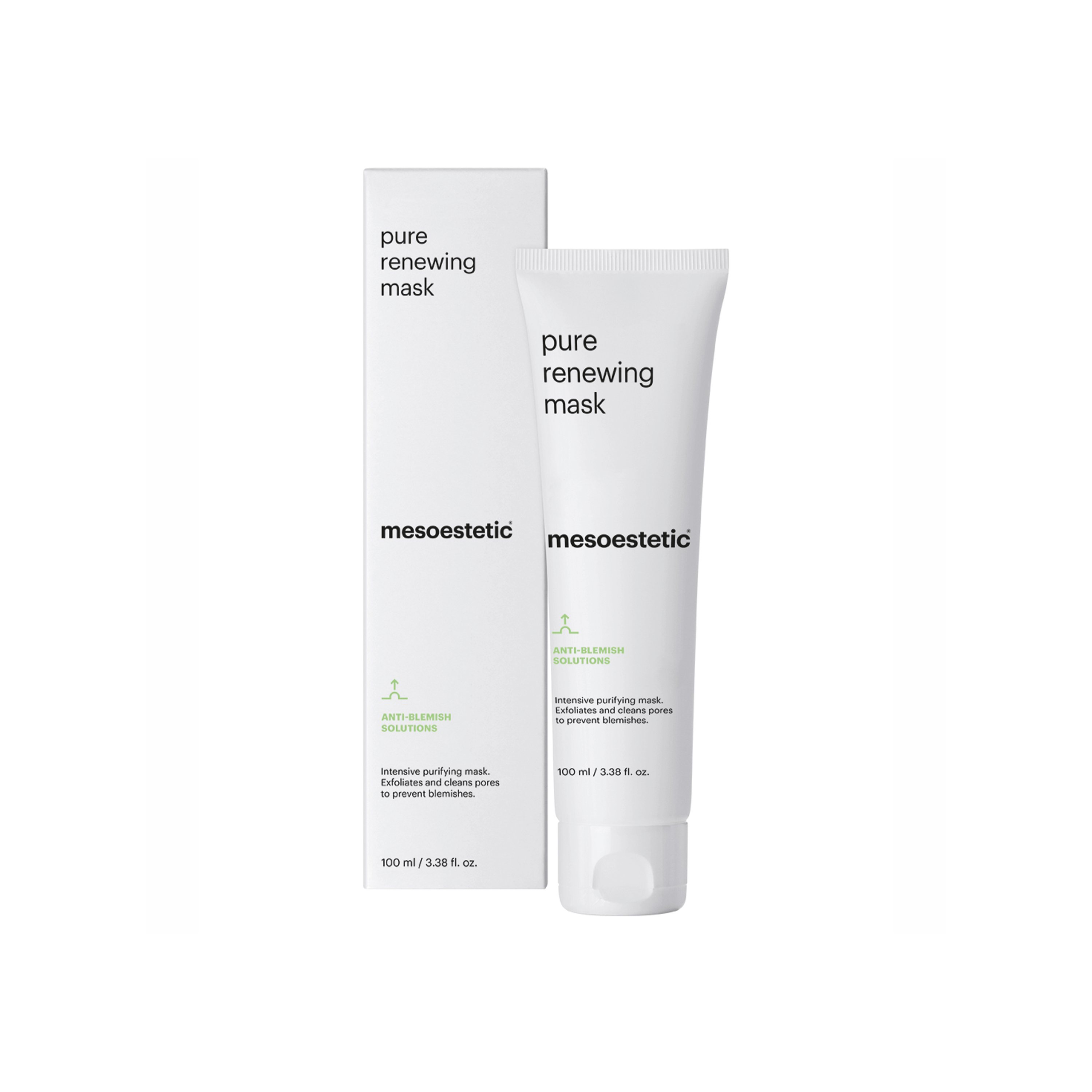 Mesoestetic Pure Renewing Mask Rensende Ansigtsmaske   Ansigtsrens Med Mikrokorn Velegnet Til Uren Hud Og Akne 100 Ml  Effektiv Akne Behandling