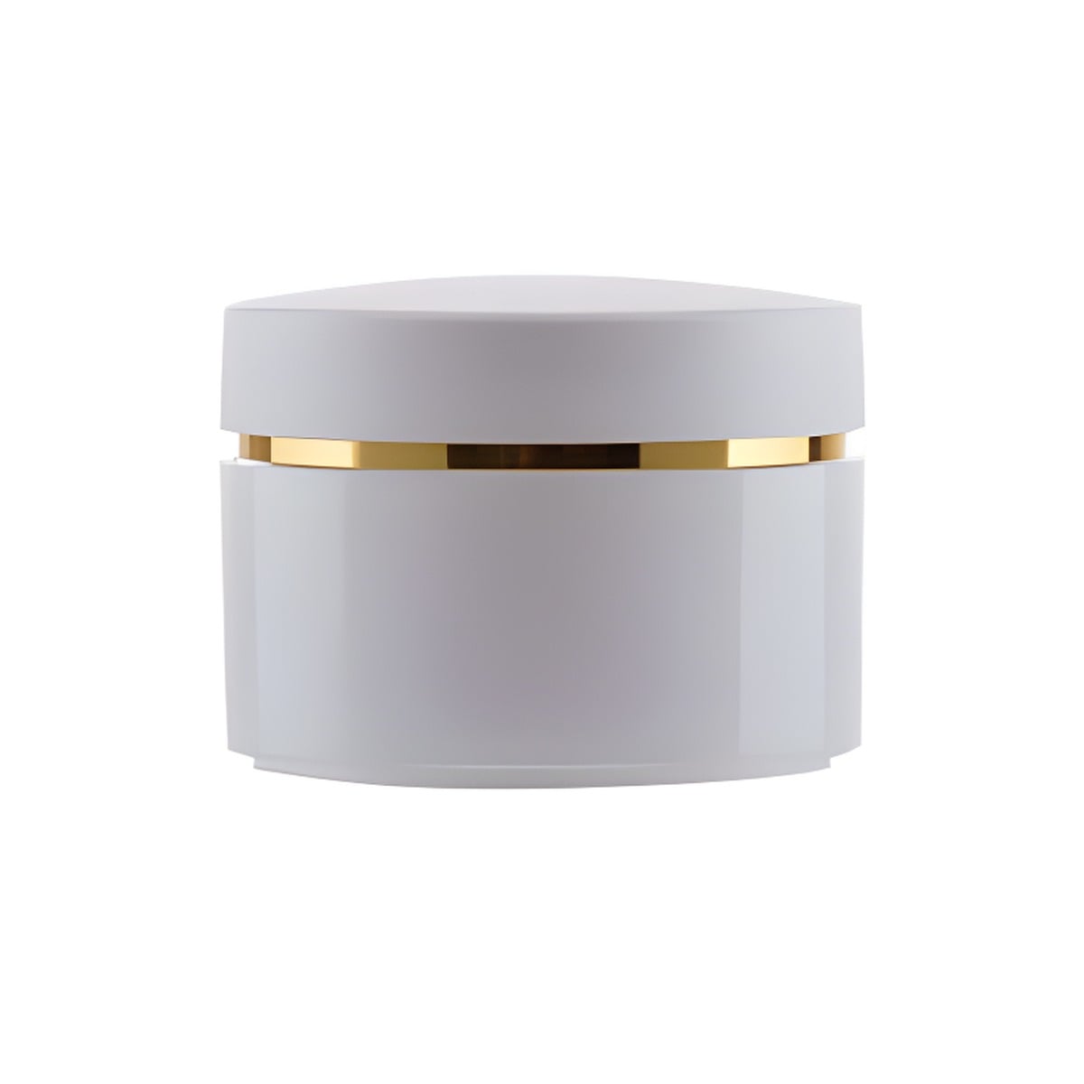 Plast Bøtte 50 Ml Hvid Med Guld Ring Og Tætsluttende Låg  Indvendigt Dæklåg Hedenhus Hård Giftfri Pp Plast  Genbrugelig
