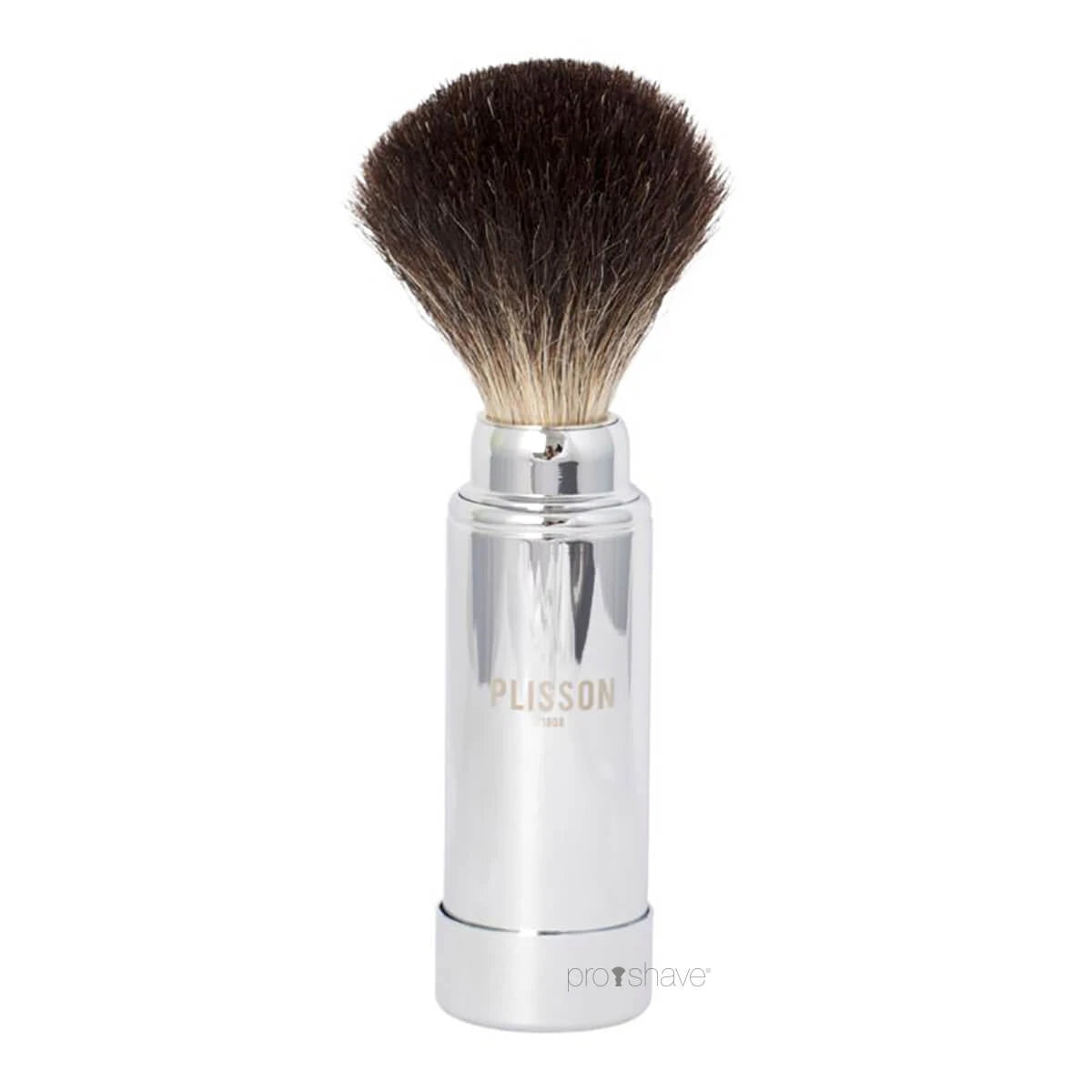 Plisson 1808 Rejsebørste  Pure Black Badger   Chrome  Str