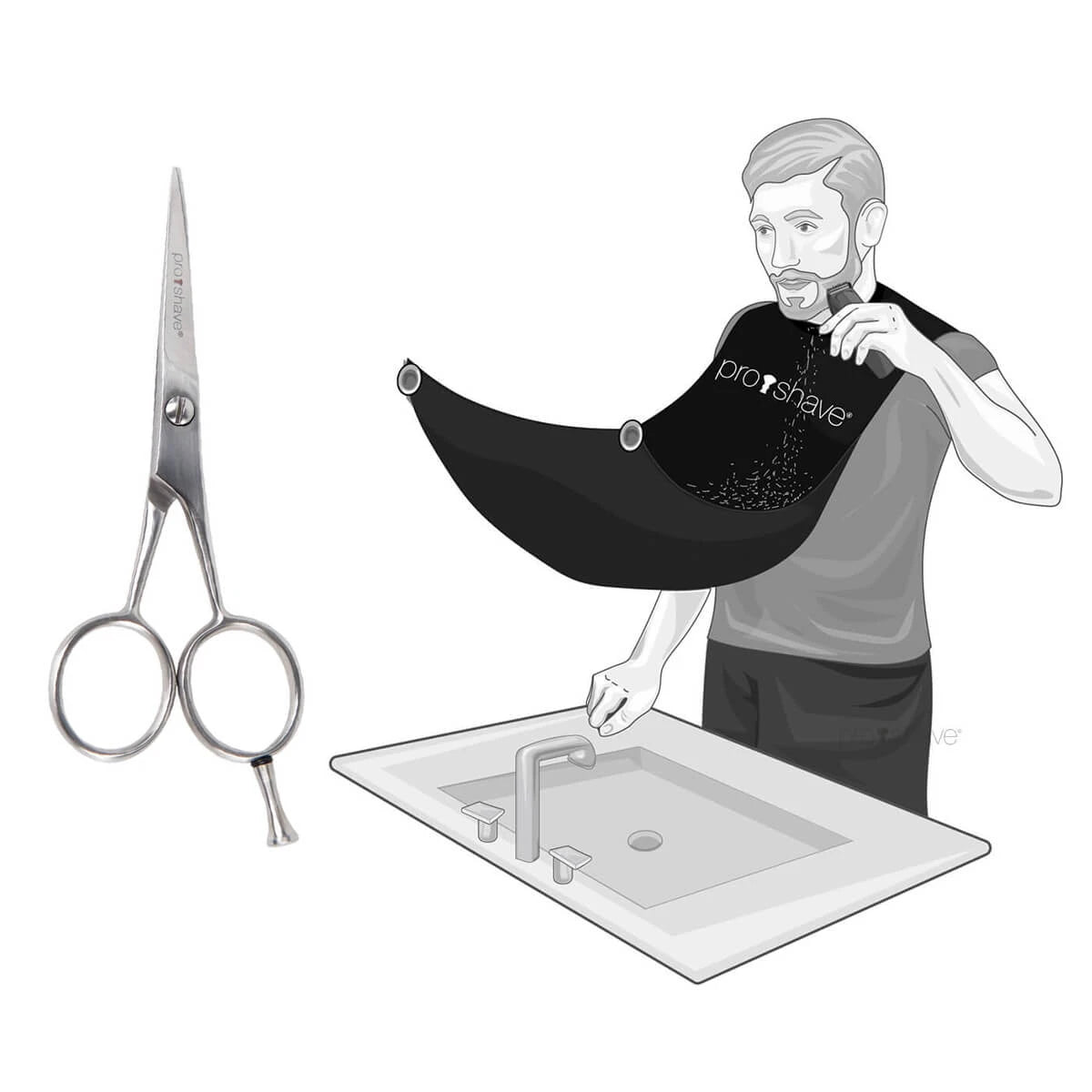 Proshave Skægsæt Med Skægsaks Og Beard Cape