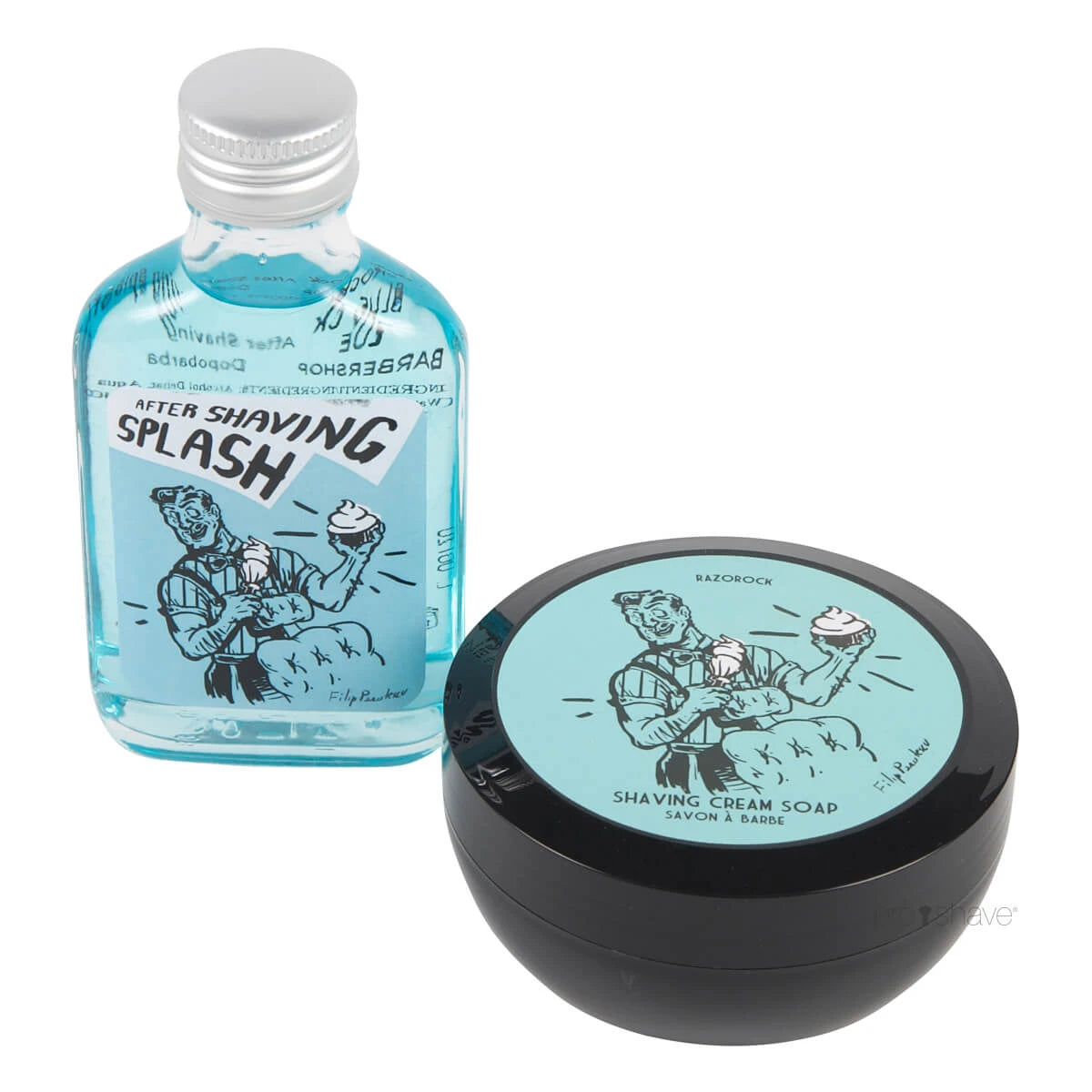 Razorock Blue Barbershop Sæt Barbersæbe Og Aftershave