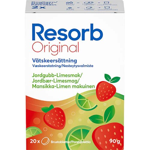 Resorb Original Jordbær-limesmag 20 Tabletter