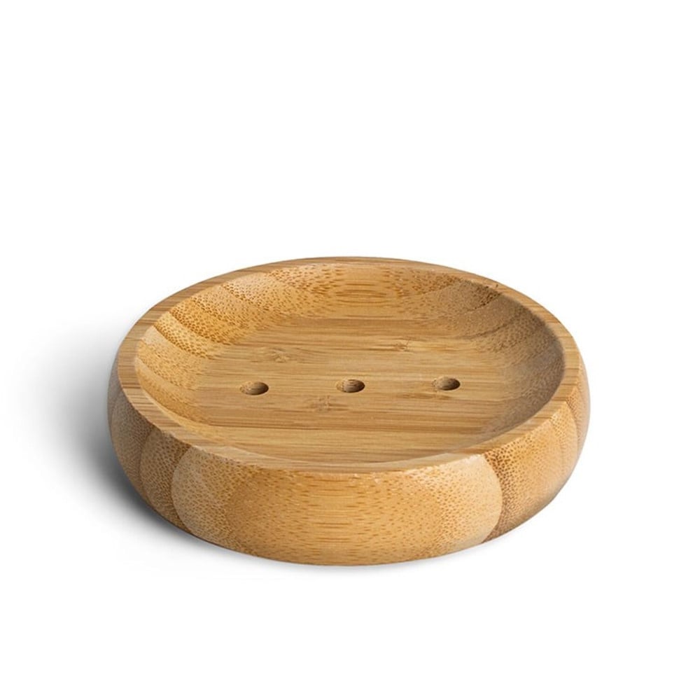 Sæbeholder Rund Bambus 10x10x2 Cm Med Drænhuller  Minimalistisk Design Hedenhus 100  Naturlig  Pladsbesparende