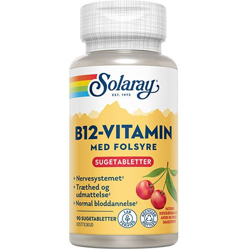 Solaray B12-vitamin    Folsyre 90 Tab  Sugetablet