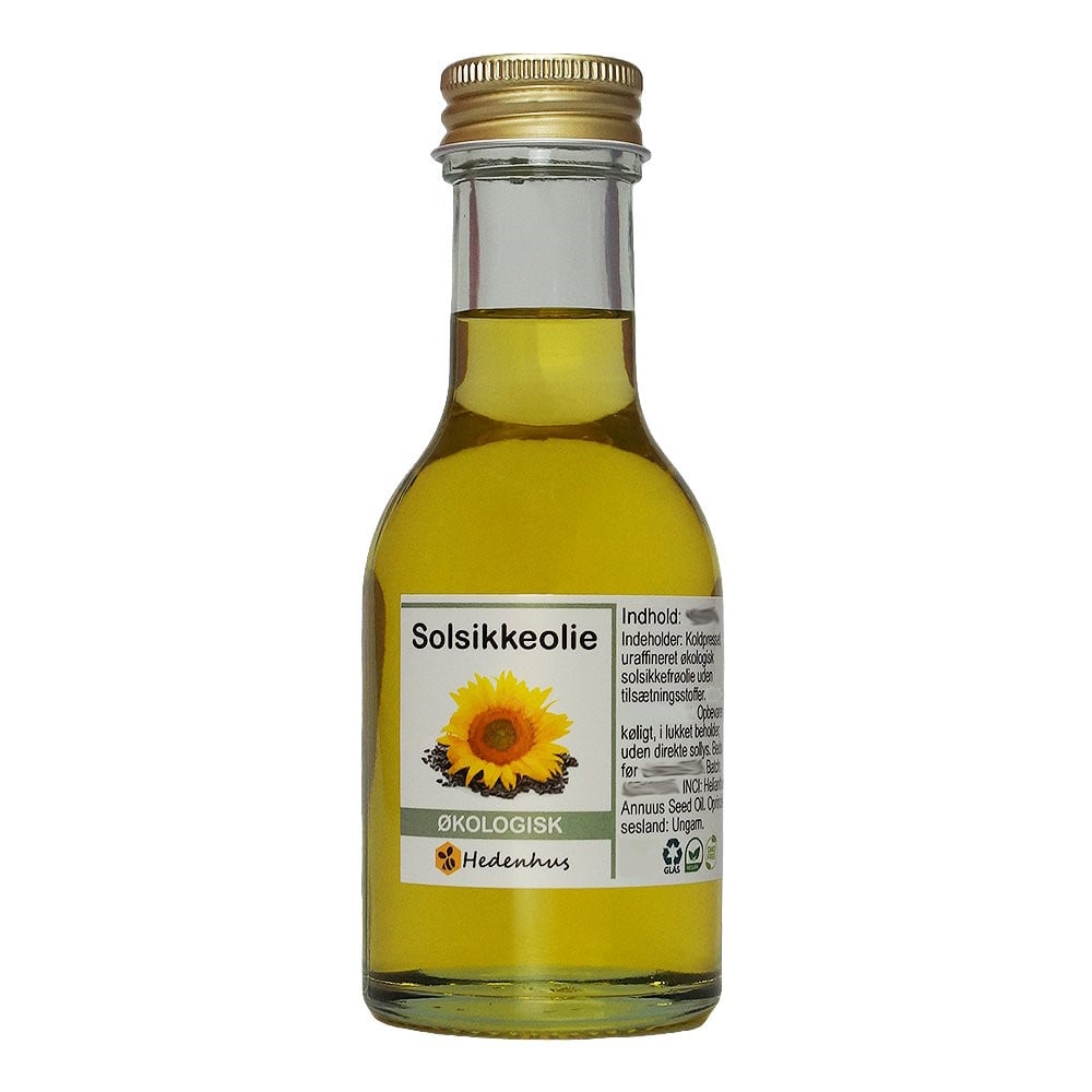 økologisk Koldpresset Solsikkeolie 100 Ml Rig På Vitaminer             Let Absorberet Hedenhus
