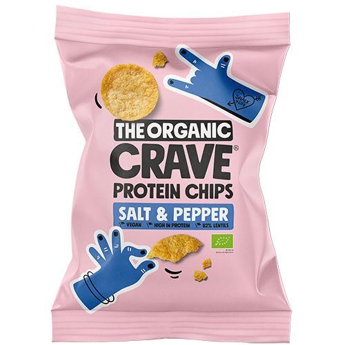Veganske Protein Chips    Salt   Pepper økologiske 75 Gram
