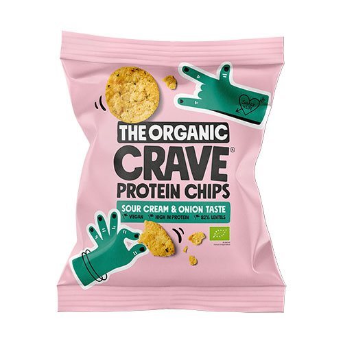 Veganske Protein Chips    Sour Cream And Onion økologiske 30 Gram