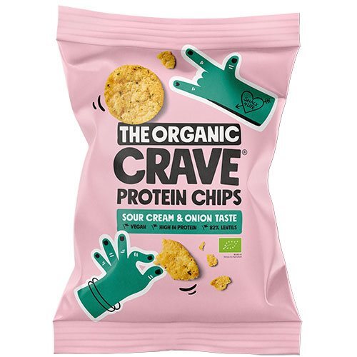Veganske Protein Chips    Sour Cream   Onion økologiske 75 Gram