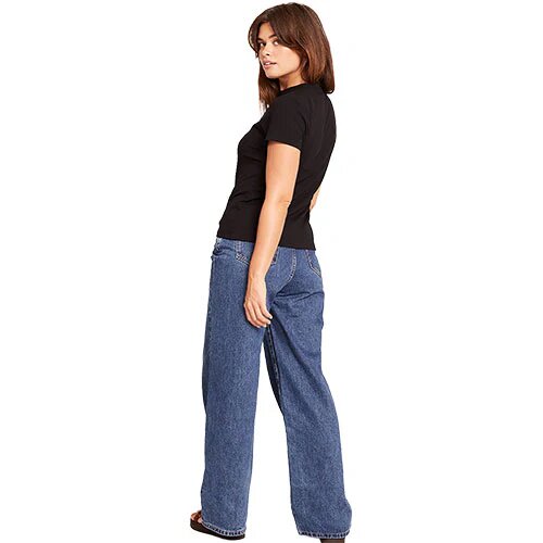 Women   Ribbed Crew Neck  -shirt Sort Str